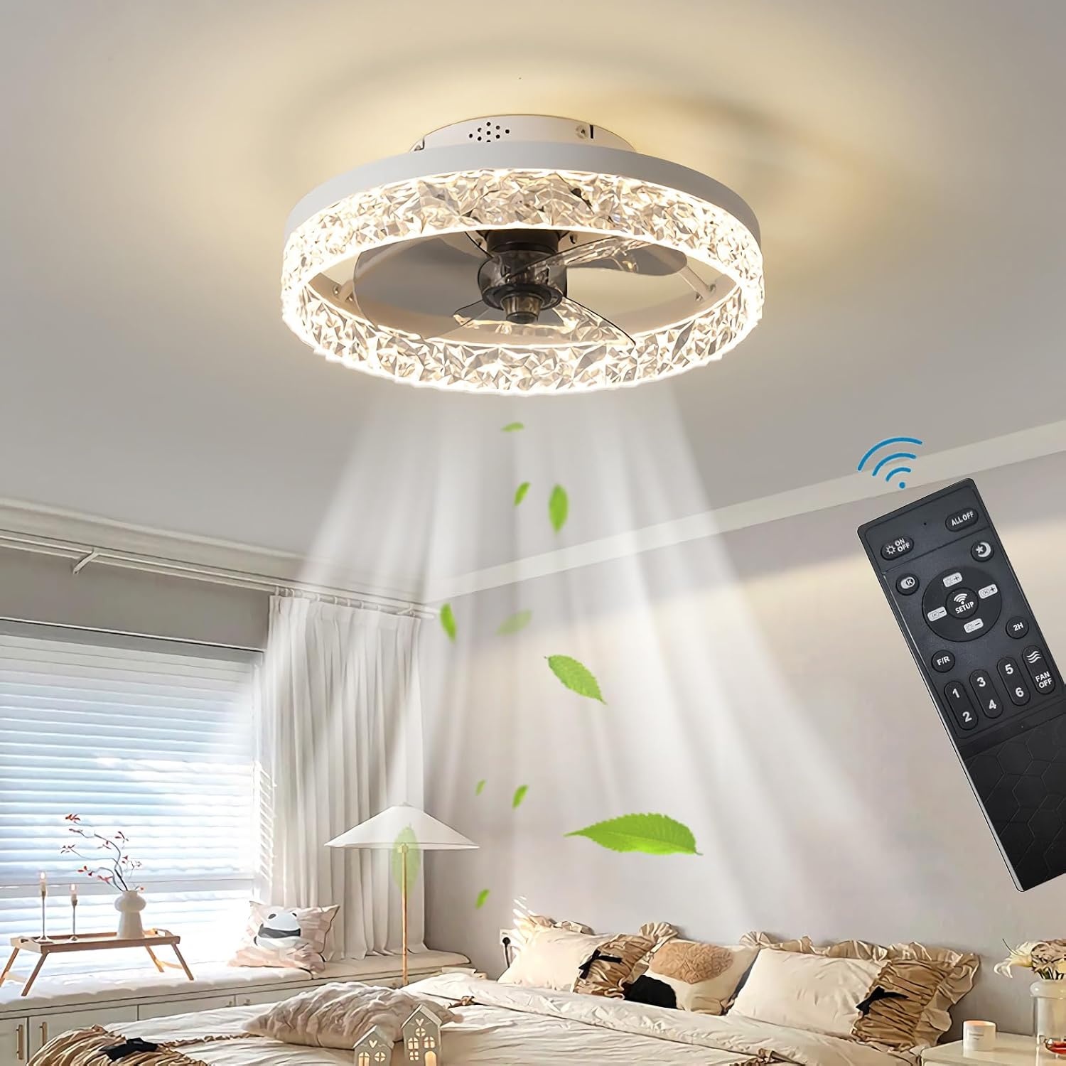 Moderne Plafondventilator met LED Lamp - Dimbaar, 6 Snelheden - 40cm Wit (-34%)