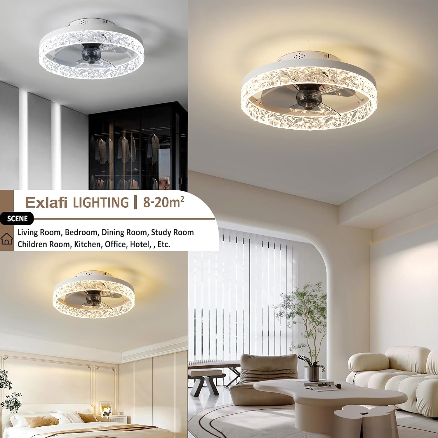 Moderne Plafondventilator met LED Lamp - Dimbaar, 6 Snelheden - 40cm Wit (-34%)