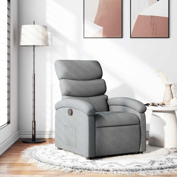 Lichtgrijze Verstelbare Fauteuil van Stof - 41% Korting