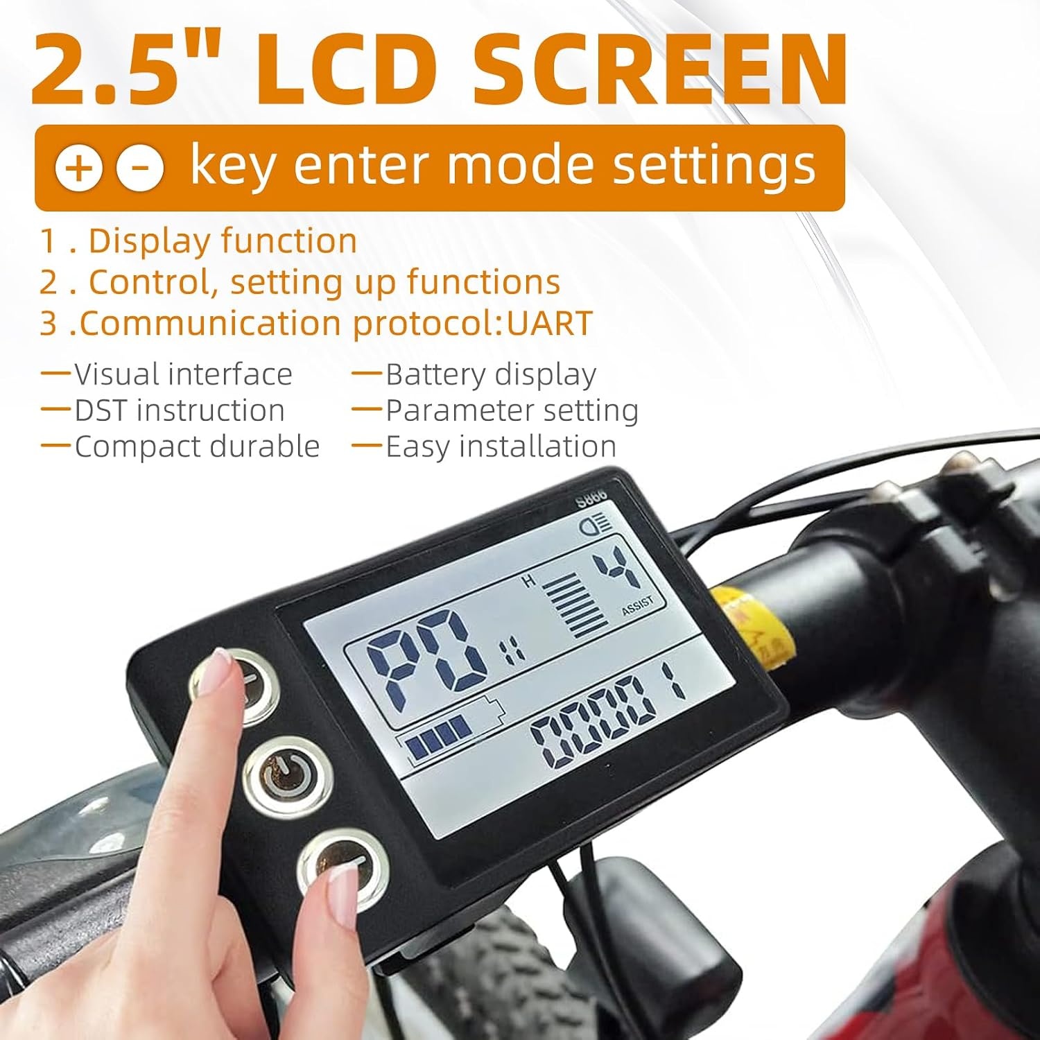Fietscomputer LCD S866 voor E-bike & Scooter | 24-60V | Waterdicht | 33% Korting