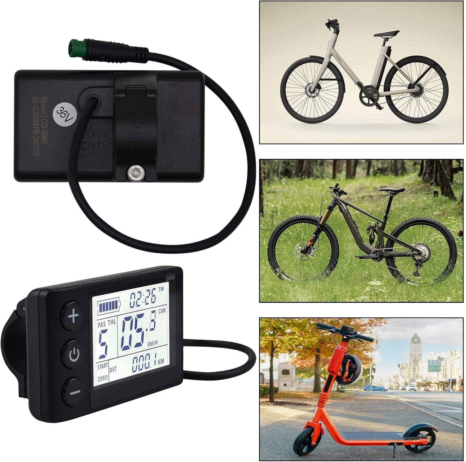 Fietscomputer LCD S866 voor E-bike & Scooter | 24-60V | Waterdicht | 33% Korting
