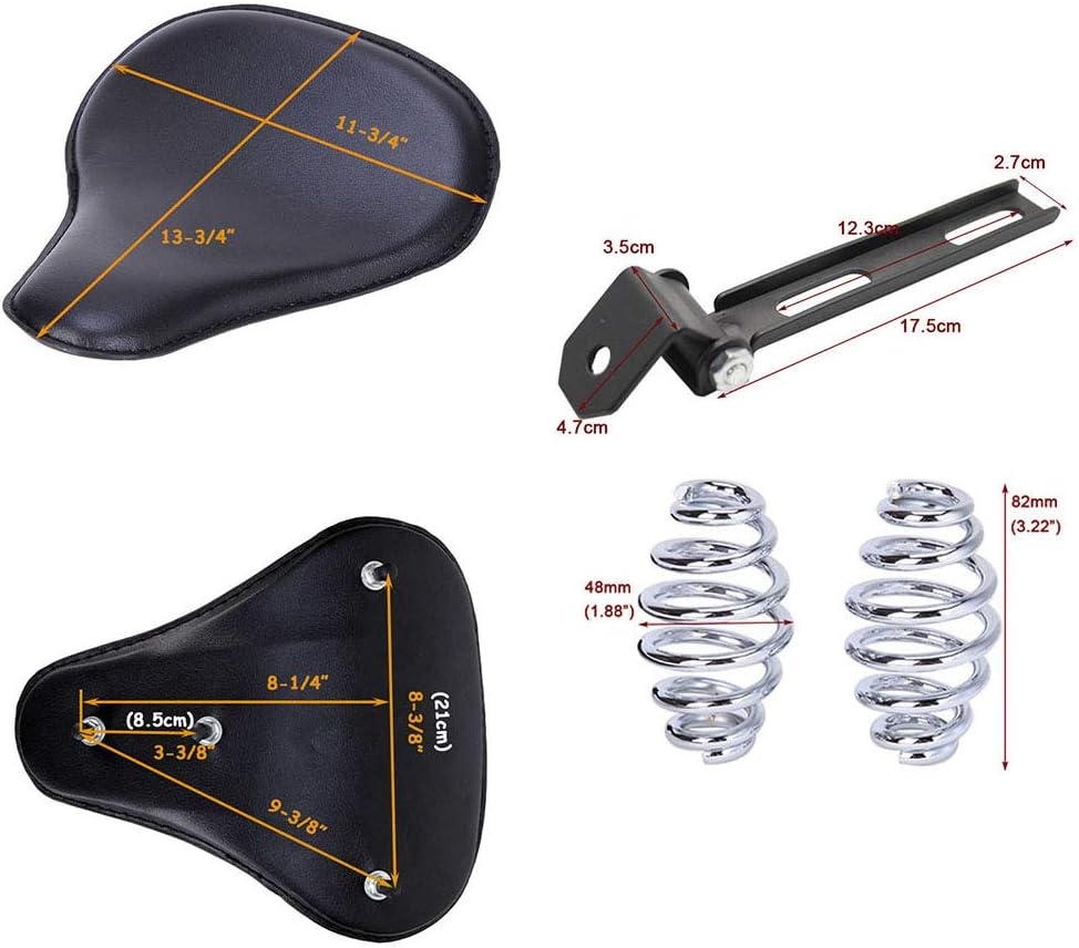 Kunstlederen Zadel met Veren en Beugel voor Custom Motoren | 34% Korting