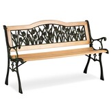 Houten Tuinbank met Tulpenpatroon - 123,5 cm - 54% Korting
