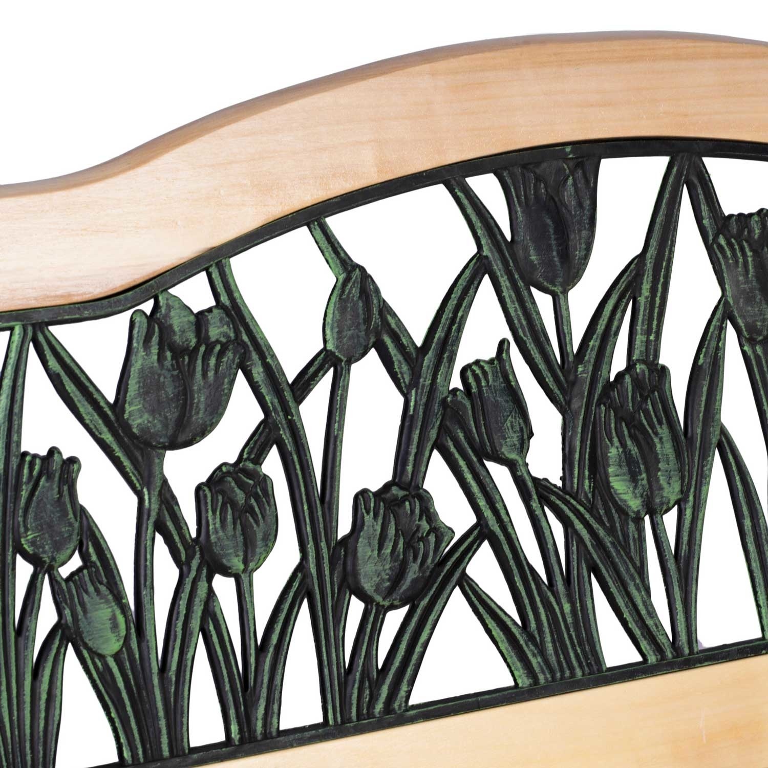 Houten Tuinbank met Tulpenpatroon - 123,5 cm - 54% Korting
