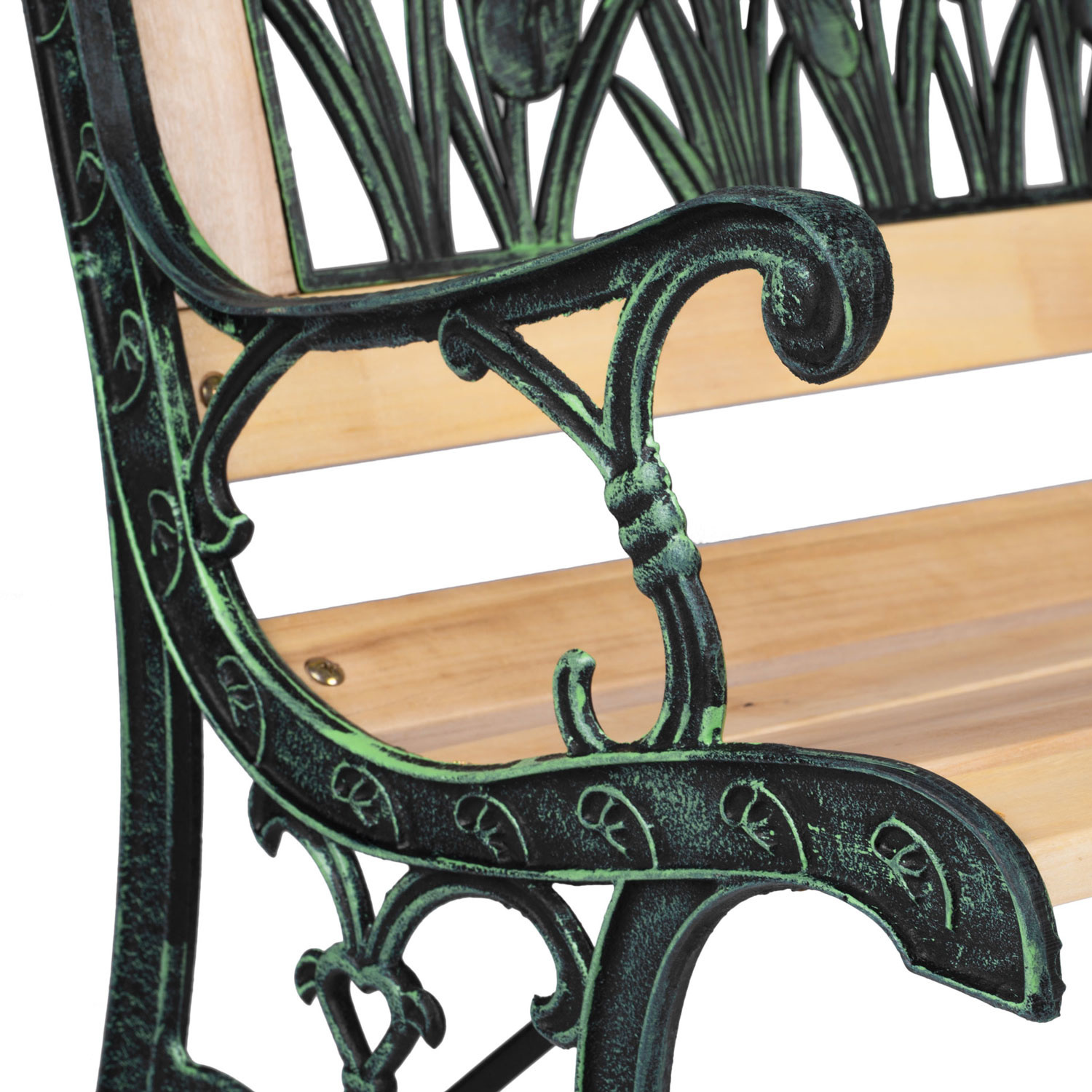 Houten Tuinbank met Tulpenpatroon - 123,5 cm - 54% Korting