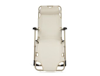 2-in-1 Tuin Ligstoel met Hoofdsteun - Beige (39% Korting)