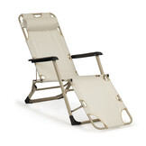 2-in-1 Tuin Ligstoel met Hoofdsteun - Beige (39% Korting)