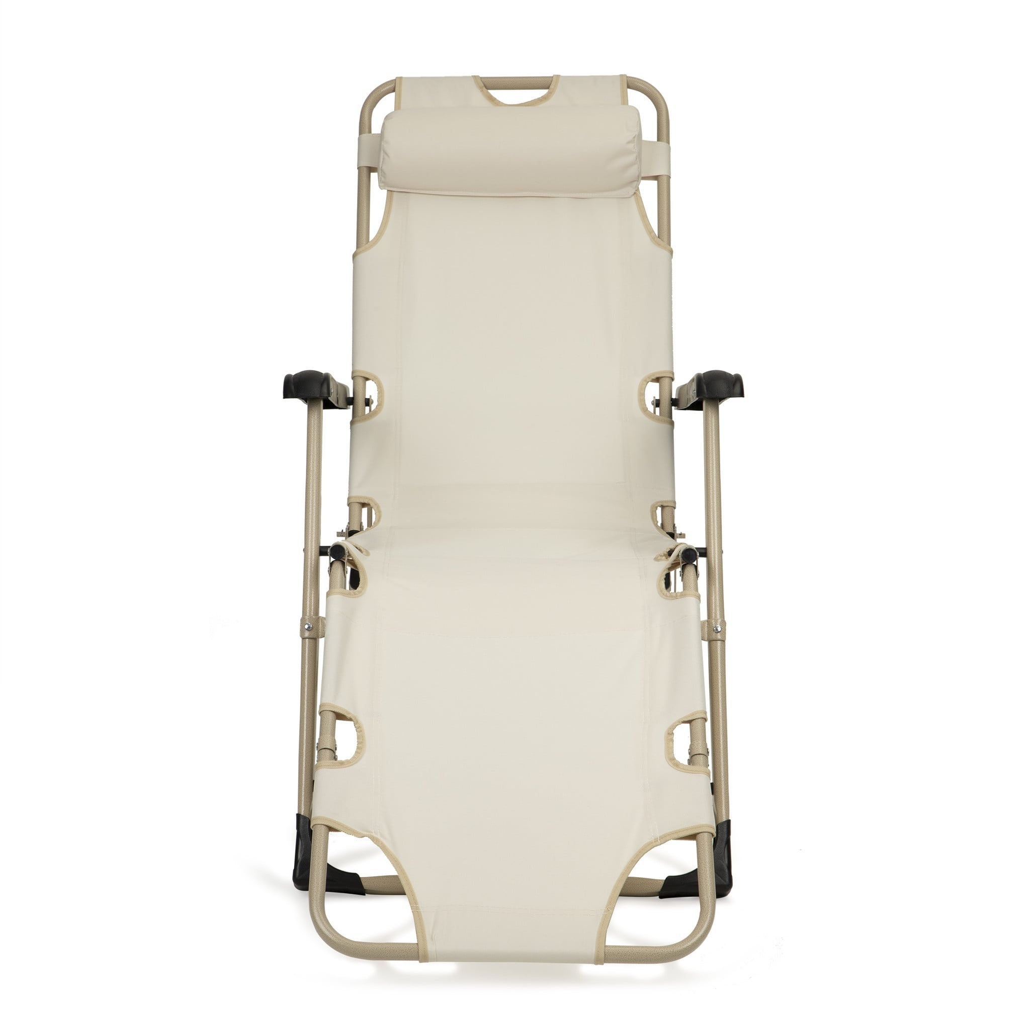 Beige Ligstoel 2in1 met Hoofdsteun - 53% Korting