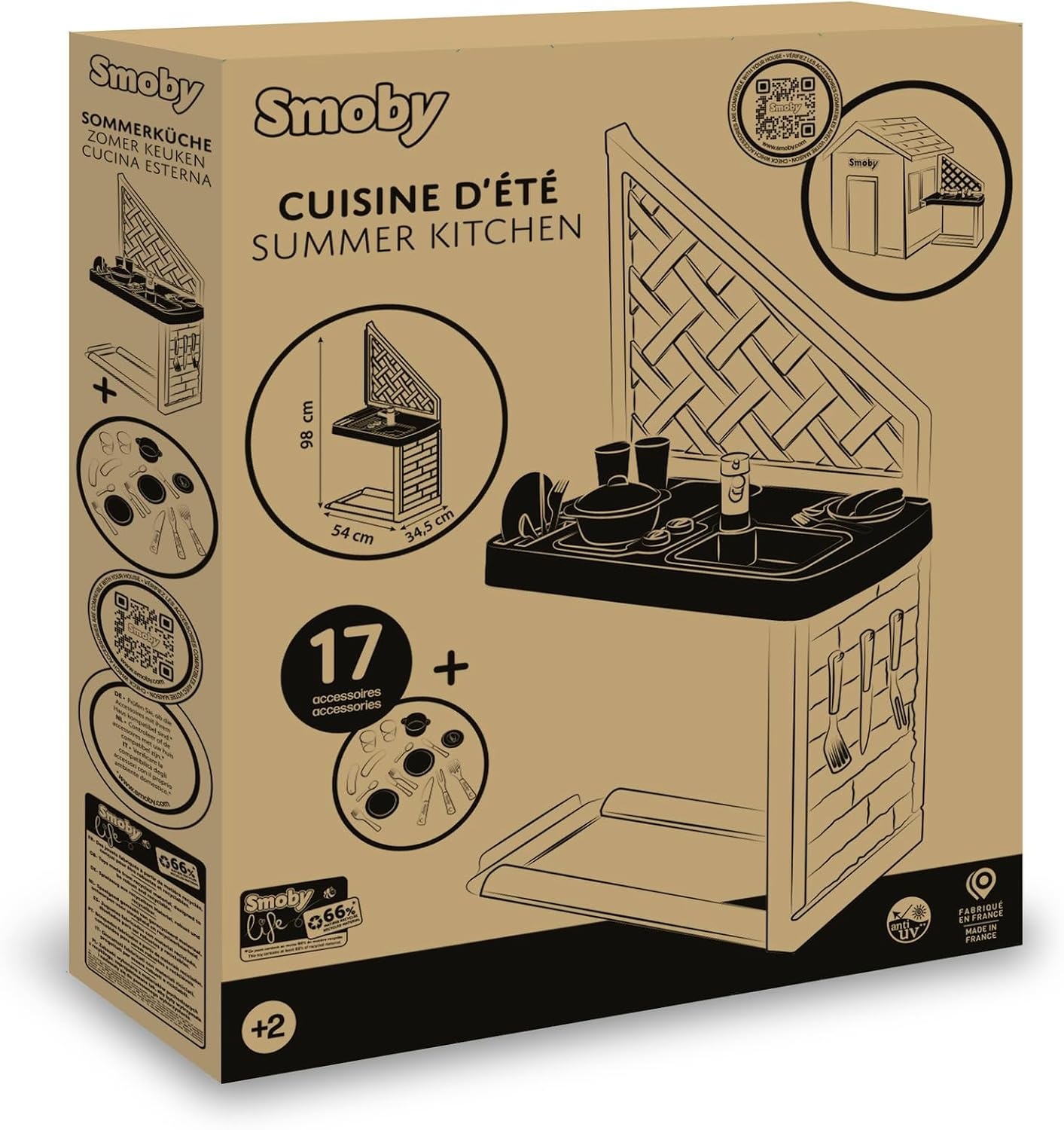 Smoby Zomerkeuken met Grillplaat & Kraan - Gerecycled Materiaal - 53% Korting