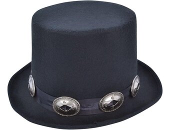 Zwarte Cilinder Hoed Rocker Stijl - Heren - 32% Korting