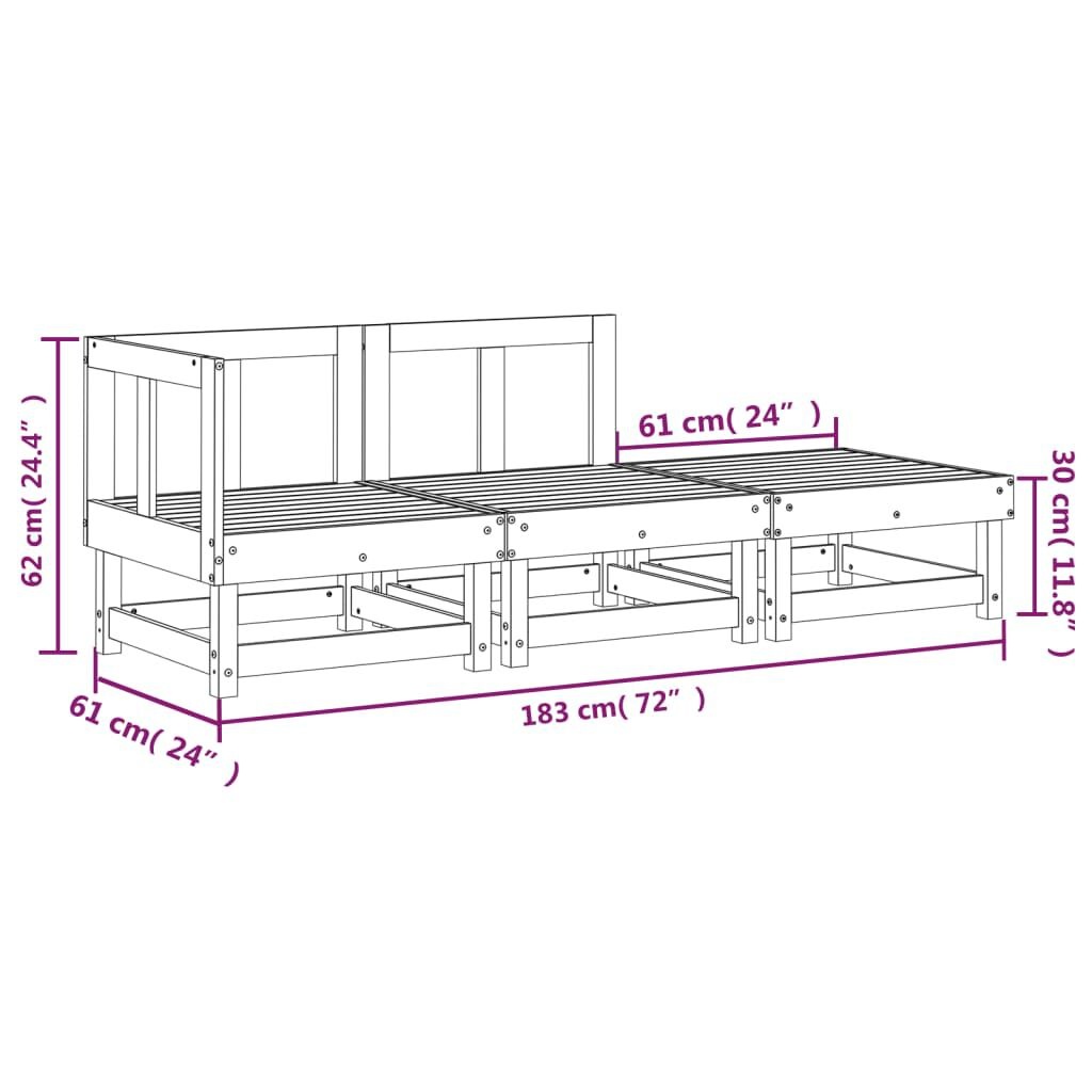 vidaXL Loungeset Grenenhout 3-Delig - 35% Korting