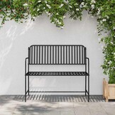 vidaXL Zwarte Tuinbank Staal 2-Persoons 30% Korting