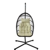 Inklapbare Egg Chair Hangstoel - Zwart/Beige Kussens - 34% Korting