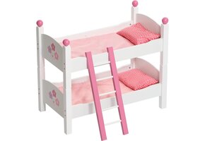 Poppen stapelbed Fiori wit/roze (tot 48 cm) - 40% korting