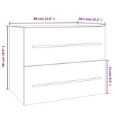 Wastafelkast 60cm Grijs Sonoma Eikenhout - 34% Korting