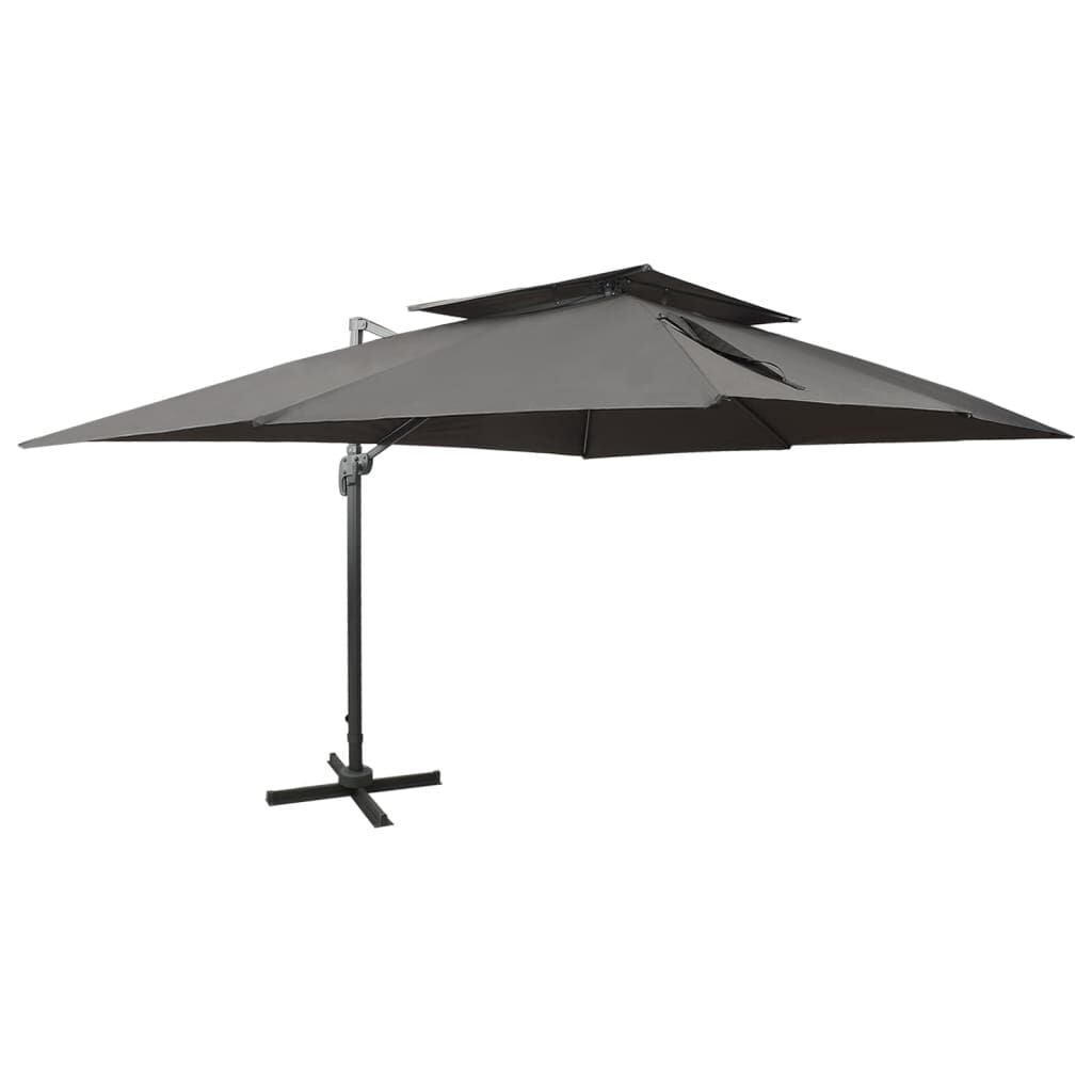 Zweefparasol met Dubbel Dak 400x300 cm Antraciet - 30% Korting
