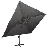 Zweefparasol met Dubbel Dak 400x300 cm Antraciet - 30% Korting