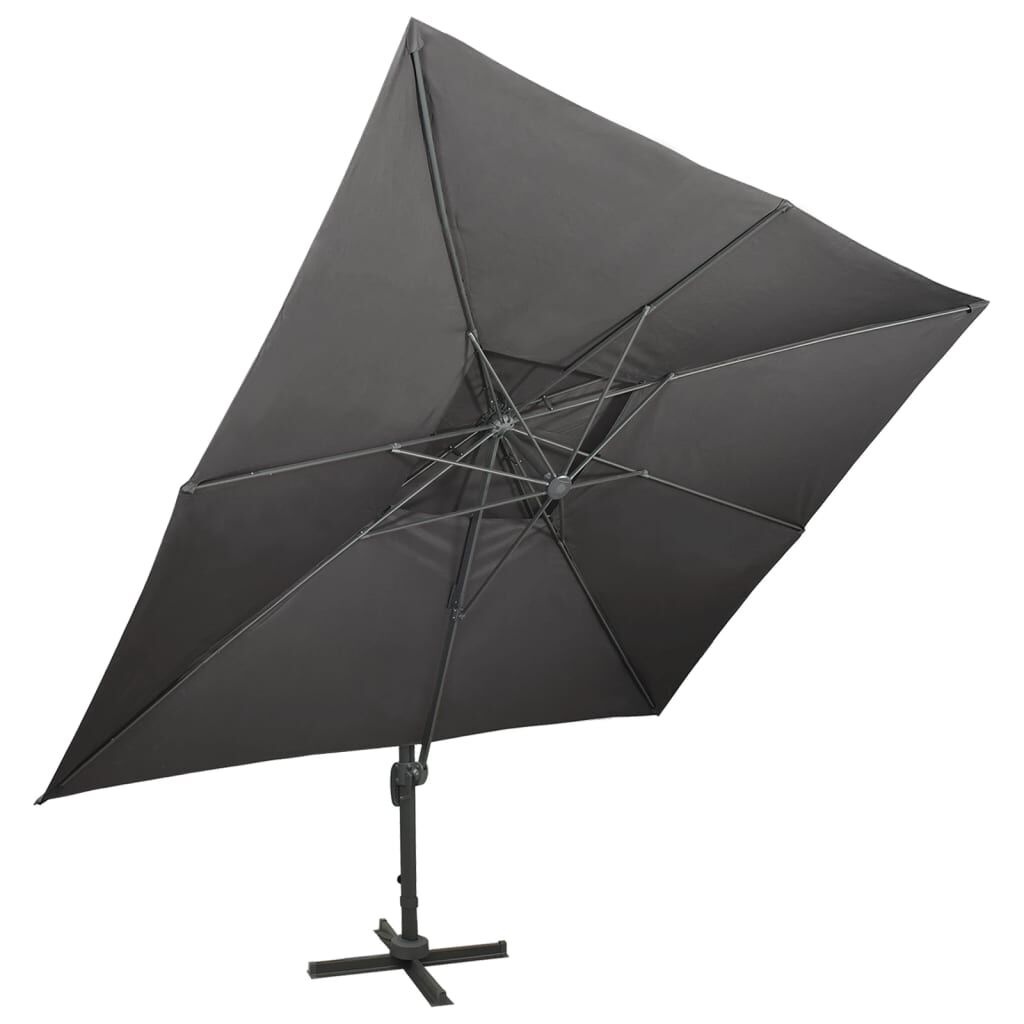 Zweefparasol met Dubbel Dak 400x300 cm Antraciet - 30% Korting