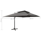 Zweefparasol met Dubbel Dak 400x300 cm Antraciet - 30% Korting