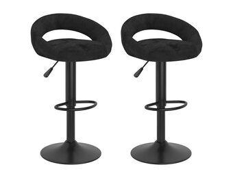 Barkrukken Set van 2, Fluweel Zwart, 35% Korting