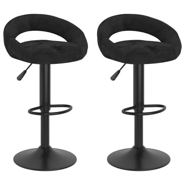 Barkrukken Set van 2, Fluweel Zwart, 35% Korting