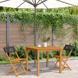 vidaXL Opklapbare Stoelen (2-pack) - Zwart, Acaciahout & Polyrotan - 34% Korting