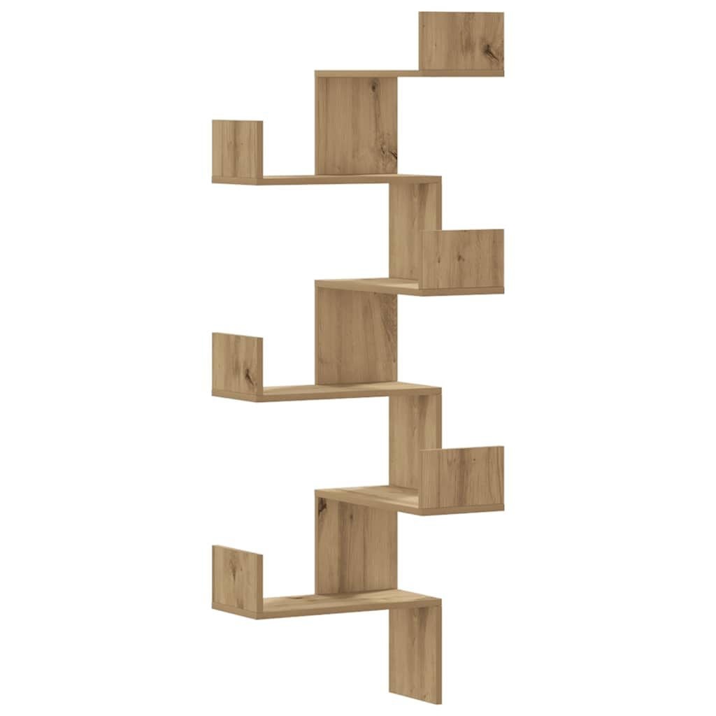 Hoekwandschap bewerkt hout 45x45x147 cm - Artisanaal Eiken (54% korting)