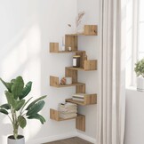 Hoekwandschap bewerkt hout 45x45x147 cm - Artisanaal Eiken (54% korting)