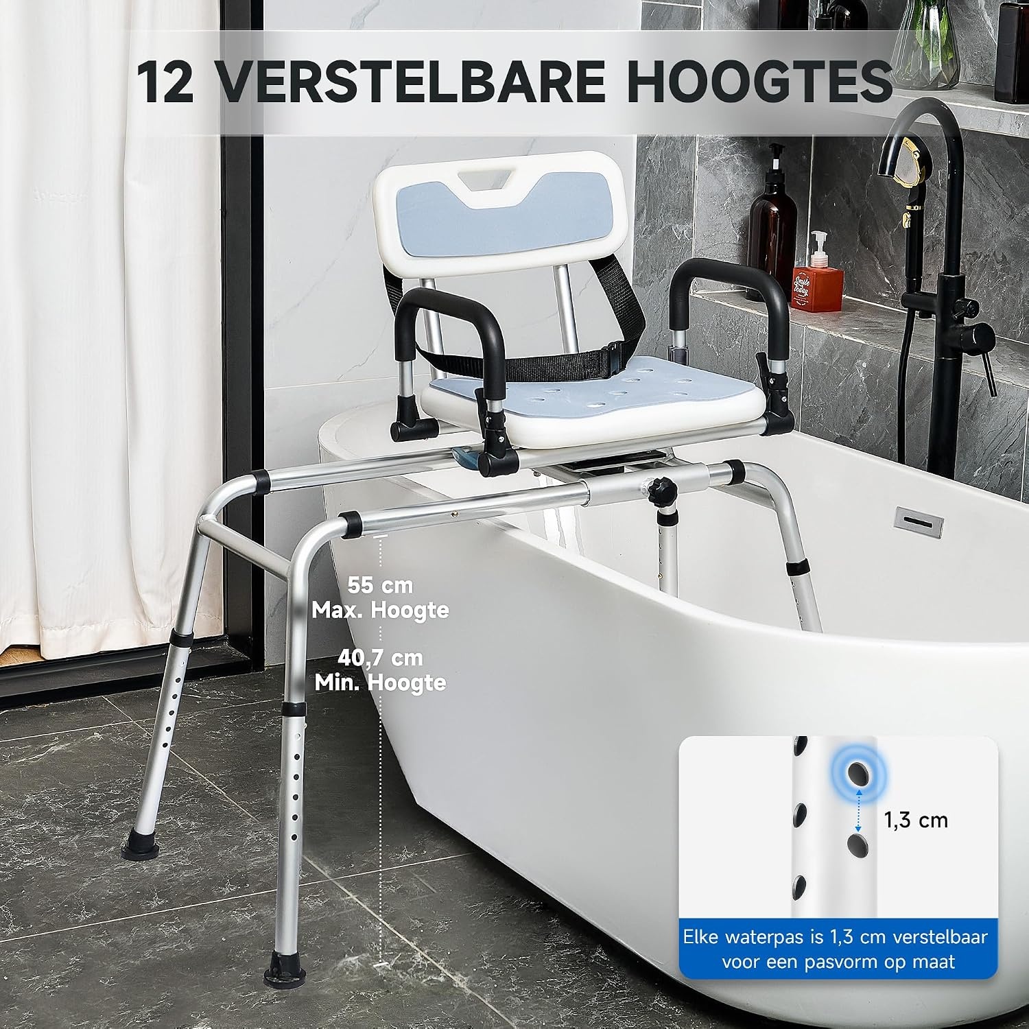 Draaibare Douchestoel met 150kg capaciteit - 70% Korting