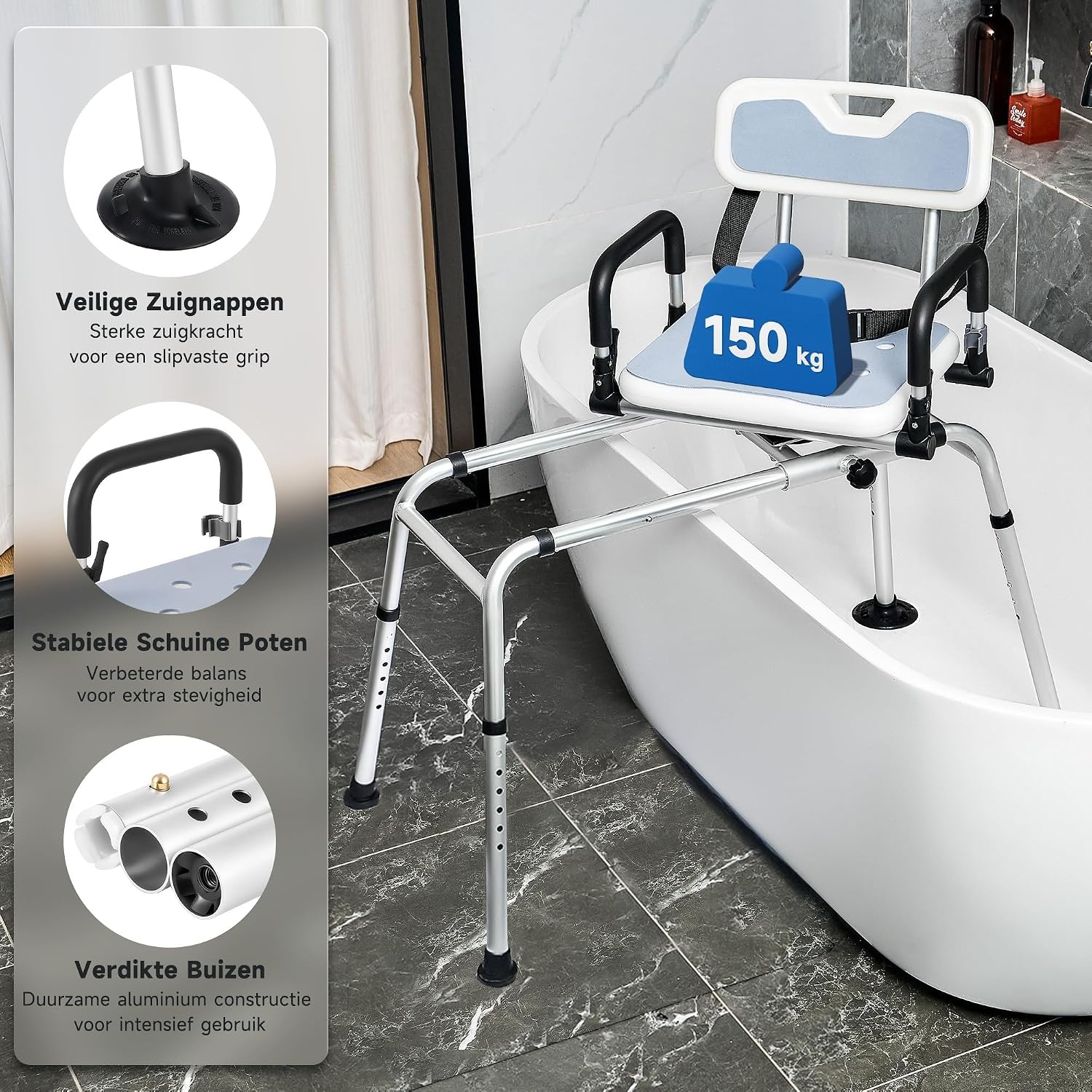 Draaibare Douchestoel met 150kg capaciteit - 70% Korting