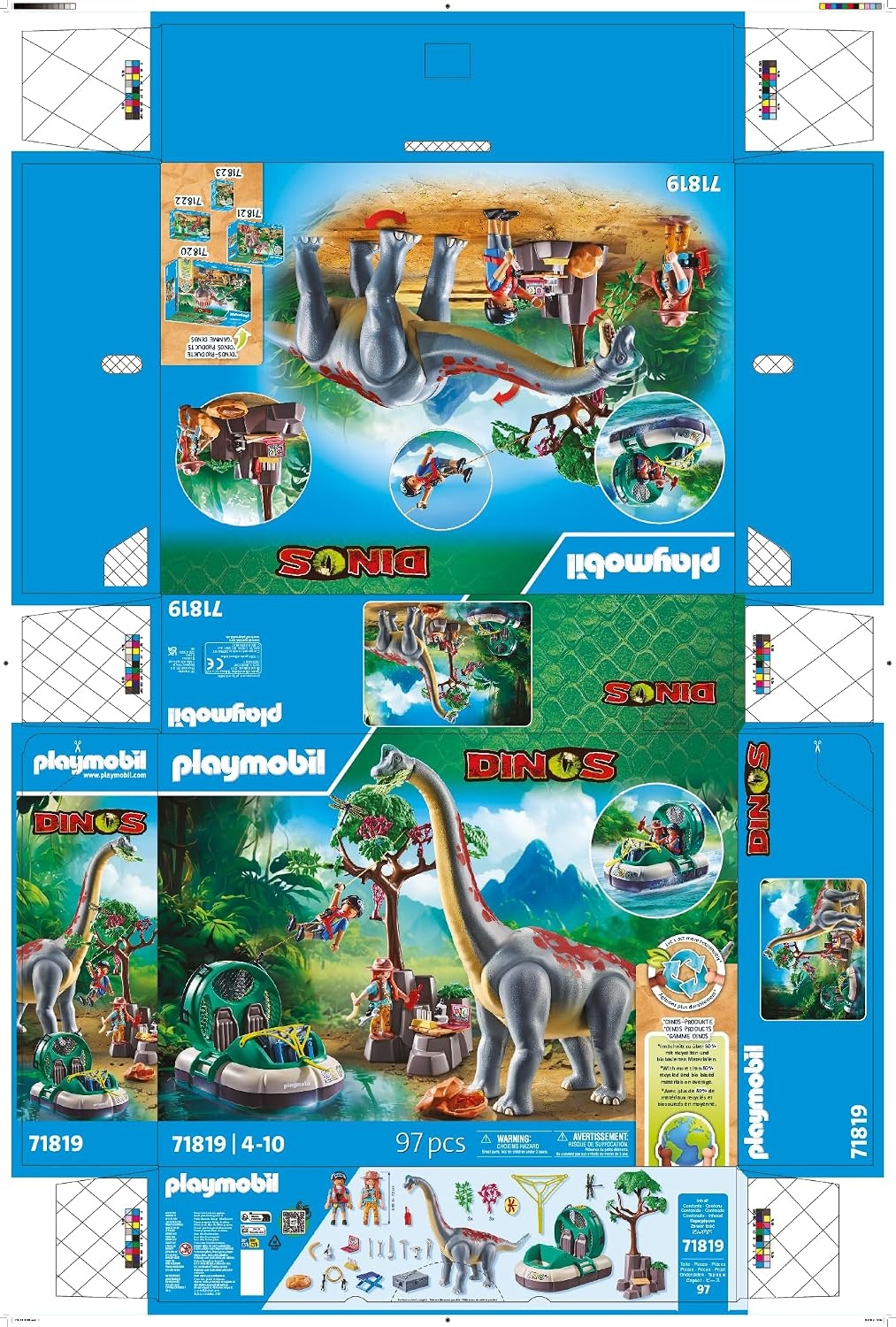 PLAYMOBIL Dino Speelset Brachiosaurus met Luchtkussenvoertuig - 34% Korting