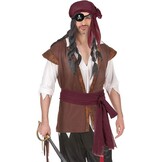Piraten Kapitein Kostuum Set Wijnrood met 29% Korting - One Size
