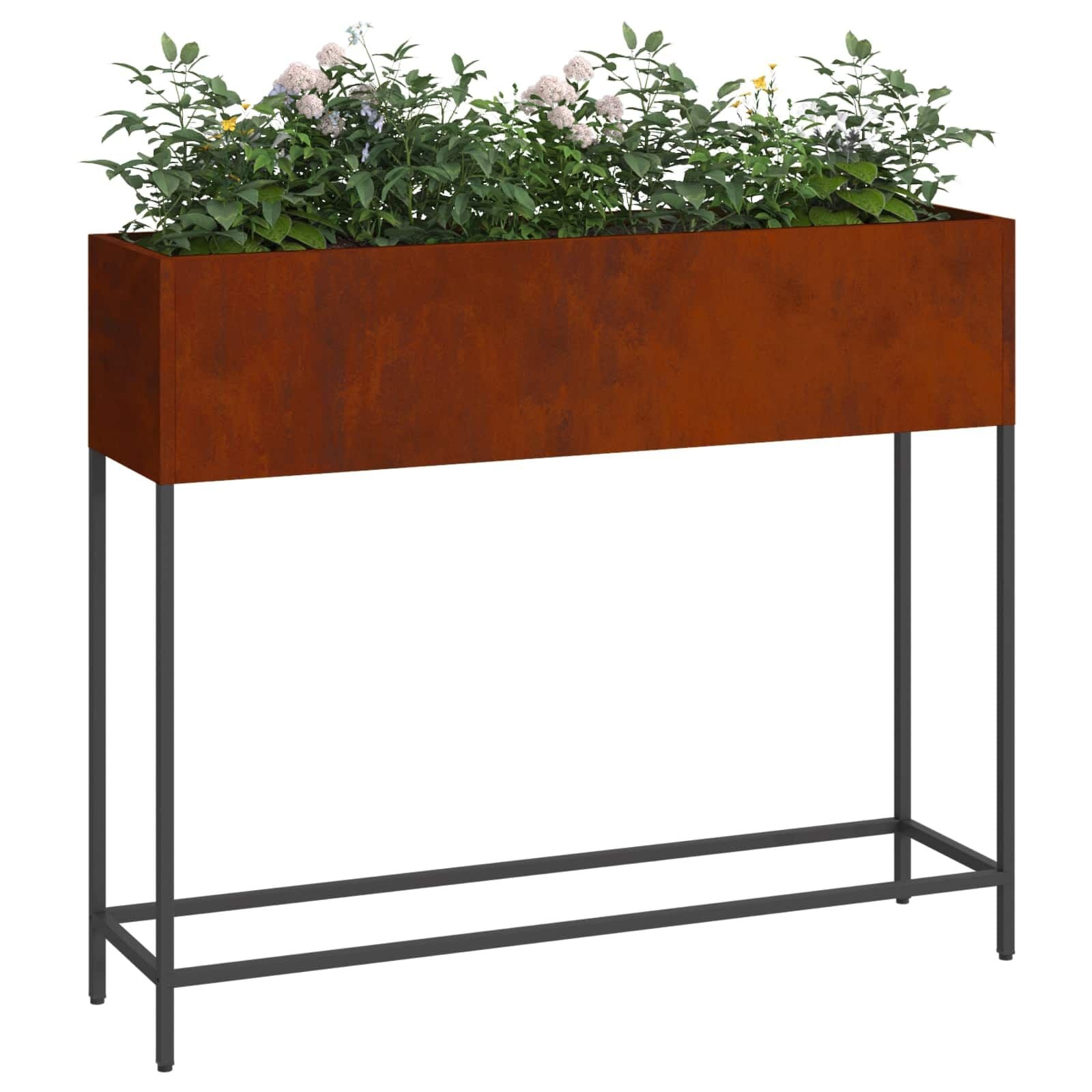 Verhoogde Tuin Plantenbak Roestig Cortenstaal 100x26x82cm - 30% Korting