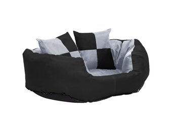 Hondenkussen Omkeerbaar & Wasbaar 65x50x20cm Grijs/Zwart - 28% Korting!