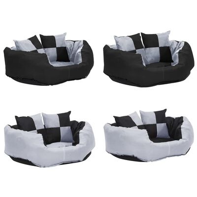 Hondenkussen Omkeerbaar & Wasbaar 65x50x20cm Grijs/Zwart - 28% Korting!