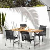 4 Zwarte Stalen Tuinstoelen met Textileen - 34% Korting