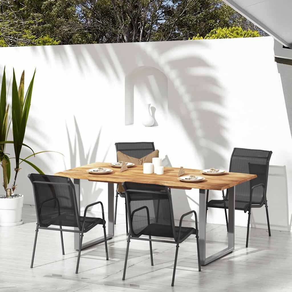 4 Zwarte Stalen Tuinstoelen met Textileen - 34% Korting