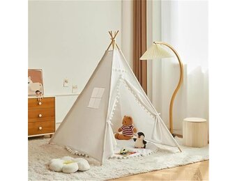 Kinder Tipi Tent Crème 160x120x120cm met Vilten Bal - 34% Korting