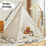Kinder Tipi Tent Crème 160x120x120cm met Vilten Bal - 34% Korting