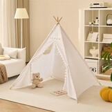 Kinder Tipi Tent Crème 160x120x120cm met Vilten Bal - 34% Korting