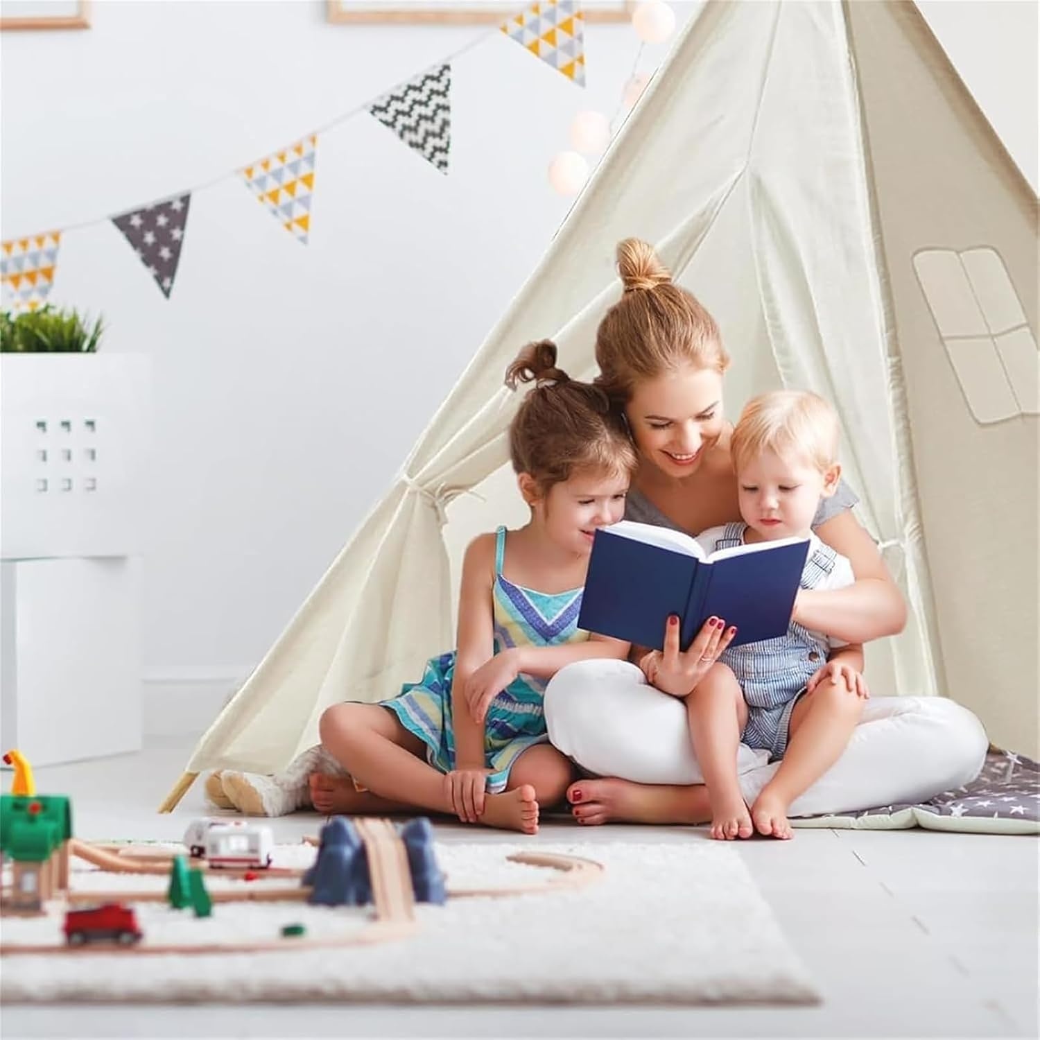 Kinder Tipi Tent Crème 160x120x120cm met Vilten Bal - 34% Korting