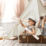 Kinder Tipi Tent Crème 160x120x120cm met Vilten Bal - 34% Korting