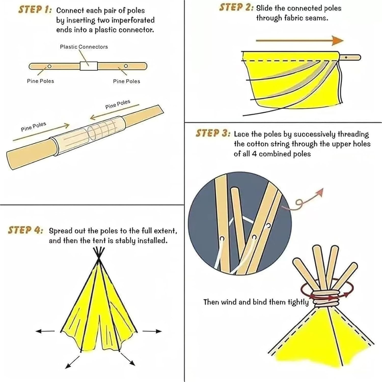 Kinder Tipi Tent Crème 160x120x120cm met Vilten Bal - 34% Korting