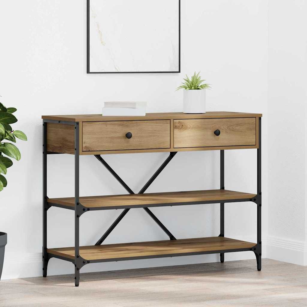 vidaXL Wandtafel met Lade & Plank - Artisanaal Eiken (35% Korting)
