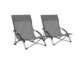 Strandstoelen 2 stuks Inklapbaar Stof Grijs - 29% Korting!