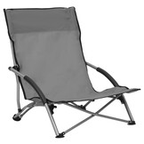 Strandstoelen 2 stuks Inklapbaar Stof Grijs - 29% Korting!