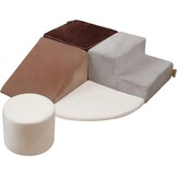 BanaSuper Schuimklimblokken voor Kinderen, XXL Schuurstenen, EN71-Gecertificeerd, Montessori Speelgoed, Wasbare Hoes voor Binnenplezier, Baby Soft Playset, Koffie Grijs