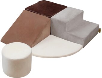 BanaSuper Schuimklimblokken voor Kinderen, XXL Schuurstenen, EN71-Gecertificeerd, Montessori Speelgoed, Wasbare Hoes voor Binnenplezier, Baby Soft Playset, Koffie Grijs