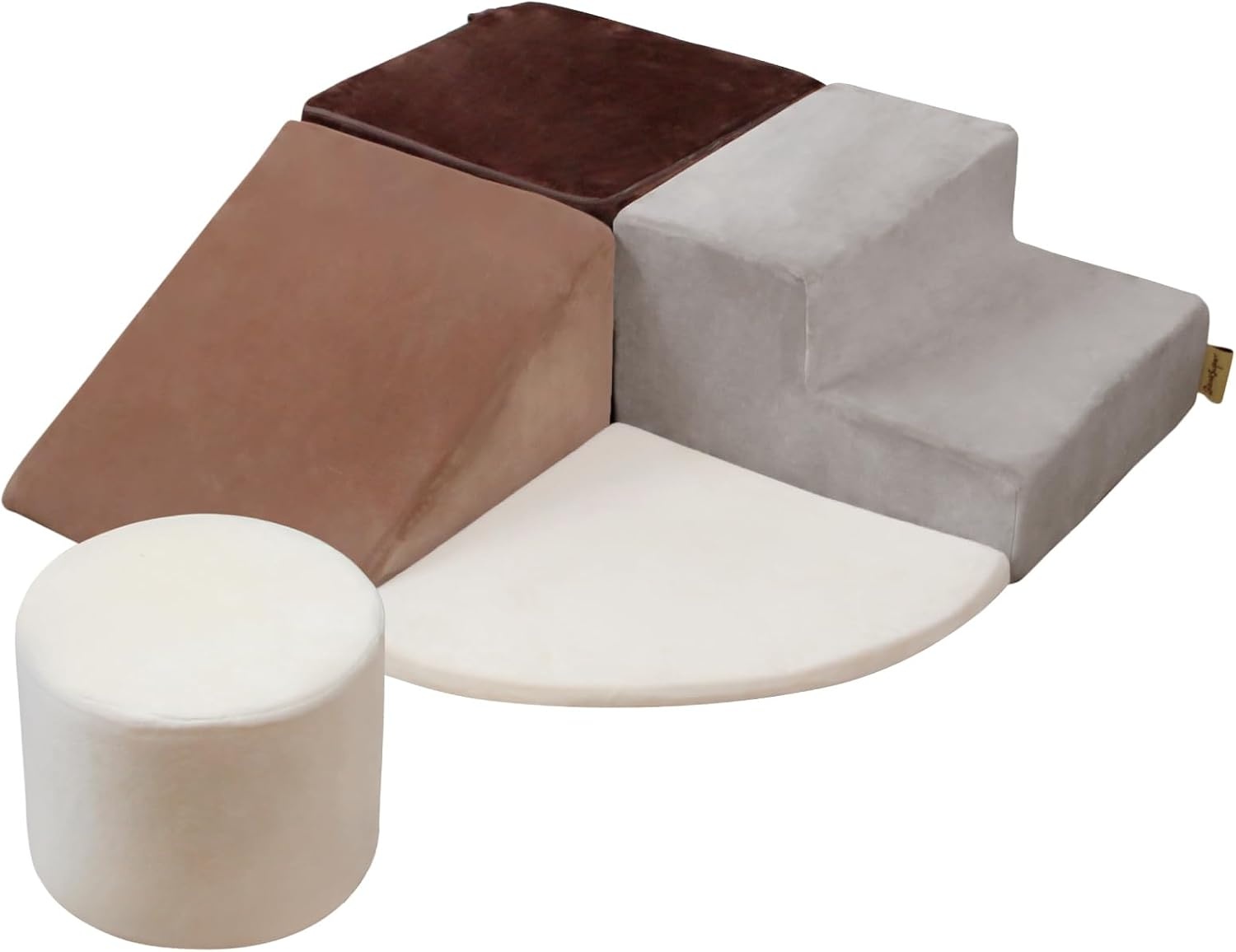 BanaSuper Schuimklimblokken voor Kinderen, XXL Schuurstenen, EN71-Gecertificeerd, Montessori Speelgoed, Wasbare Hoes voor Binnenplezier, Baby Soft Playset, Koffie Grijs