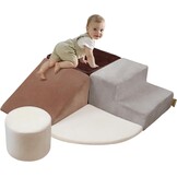 BanaSuper Schuimklimblokken voor Kinderen, XXL Schuurstenen, EN71-Gecertificeerd, Montessori Speelgoed, Wasbare Hoes voor Binnenplezier, Baby Soft Playset, Koffie Grijs